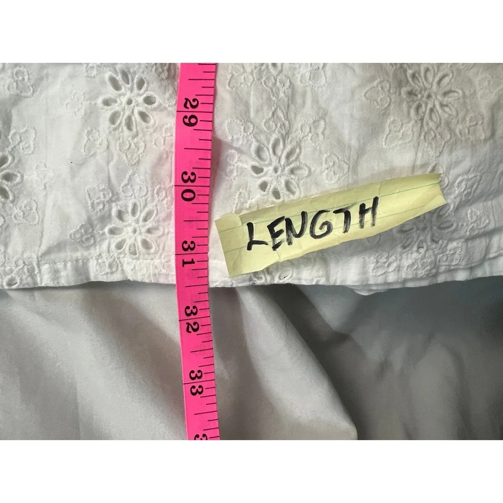 Aeropostale White Floral‎ Eyelet Cotton Mini Dress Smocked Back Youth Large